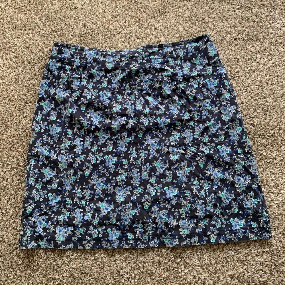 Vintage blue floral mini skirt